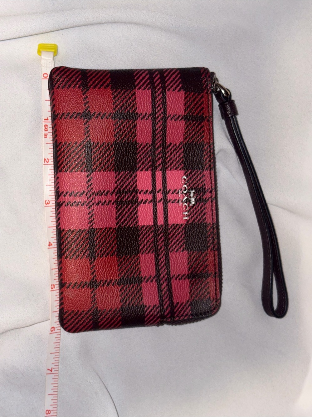 Coach F23632 Buffalo Shadow Plaid Red Black Corner Zip Wristlet 2017 - Picture 8 of 10
